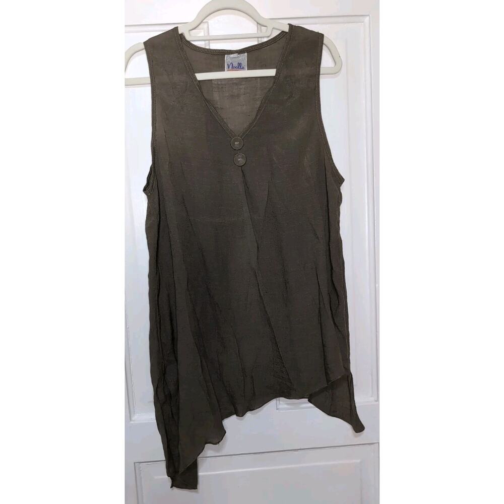 Noelle Hippie Fairy Flowy Festival Blouse Asymmetrical Women's L/XL Green(1204)